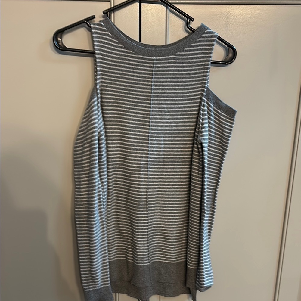 Trouvé open shoulder Gray & white Striped Women's Top xs